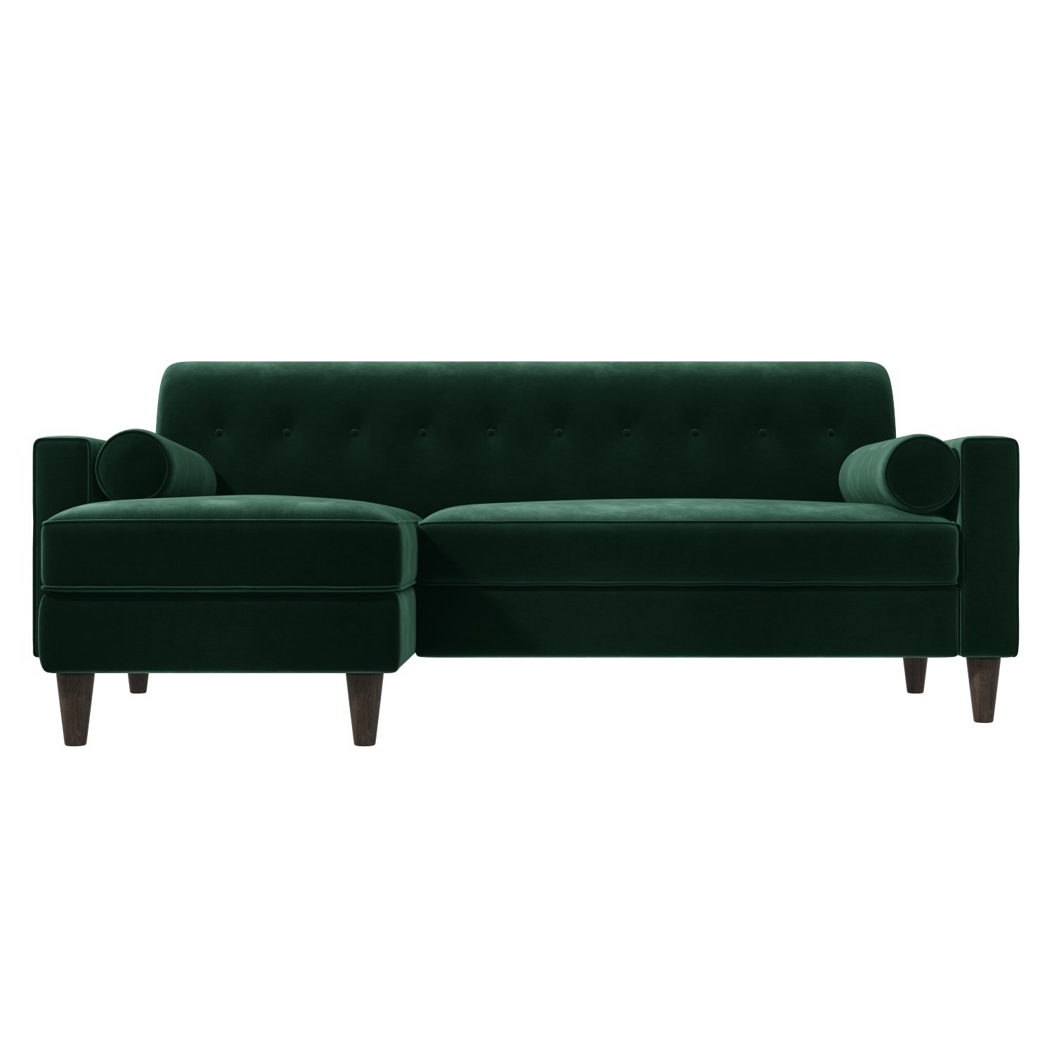 Read more about Dark green velvet left hand l shaped sofa with matching footstool seats 3 idris